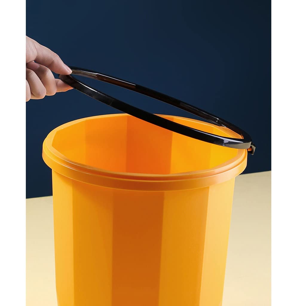Nordic Style Pressure Ring Trash Can with Lid - Light Luxury Household Garbage Bin for Living Room, Bedroom, Bathroom & Toilet - Orange Waste Paper Basket for Home Organization & Waste Classification