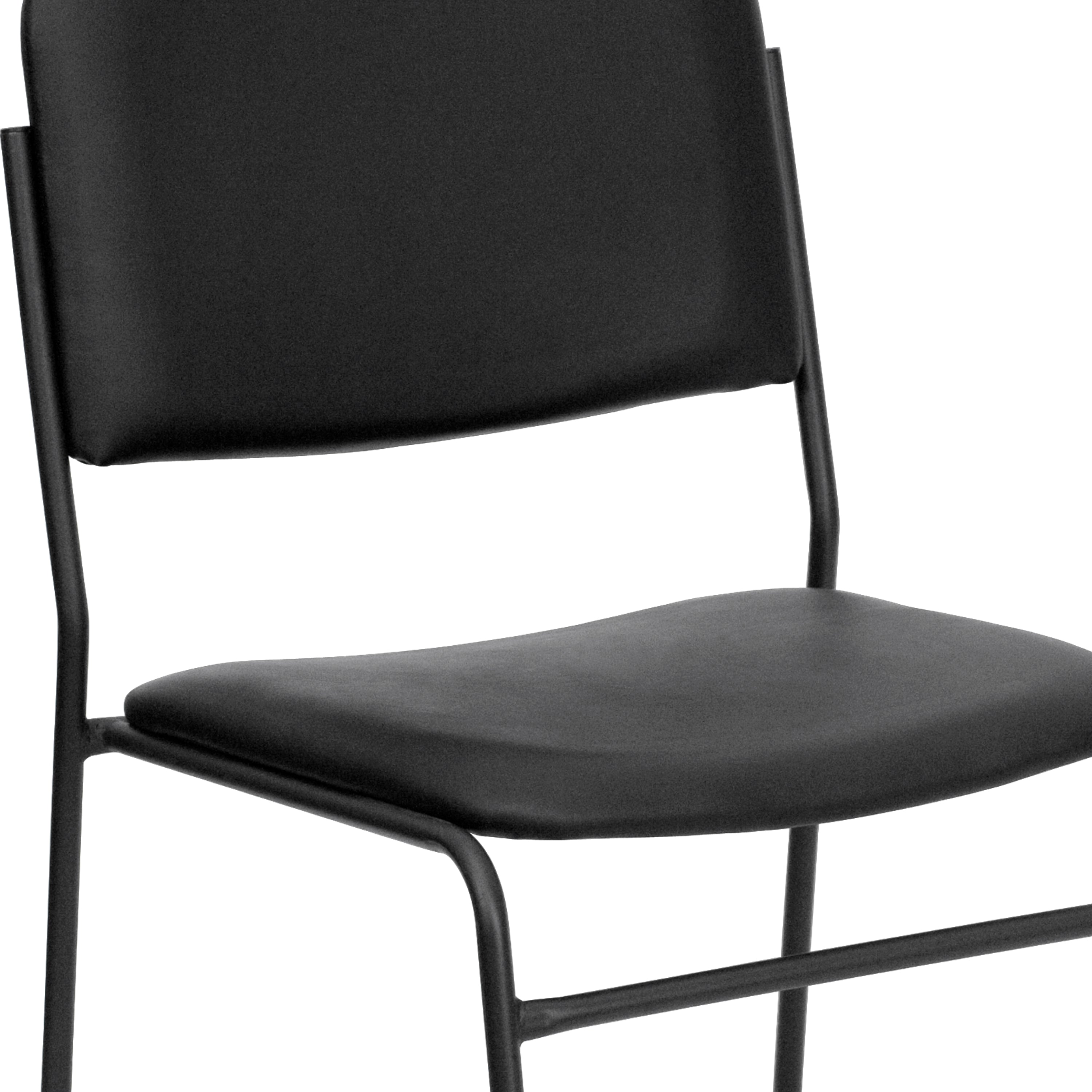 FLASH HERCULES Series 500 lb Capacity Heavy Duty Stacking Chairs - Commercial Grade Black Vinyl Sled Base Chairs for Restaurants, Events & Office Use