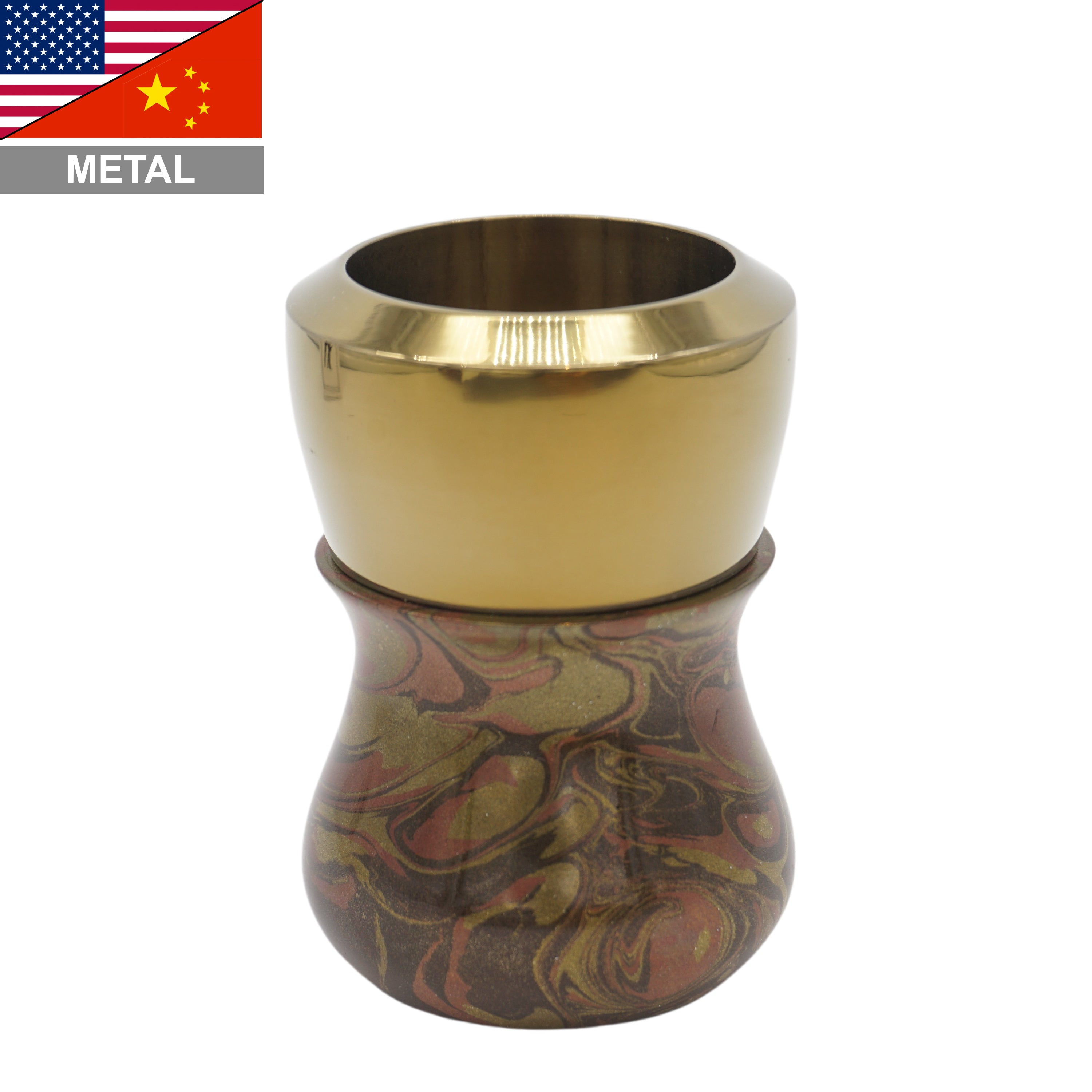 Premium Tri Bronze Handcrafted Shaving Brush Handle for Wet Shaving - Fits 28mm & 30mm Knots - Perfect for Barber Shops, Home Grooming & Luxury Shaving Kits