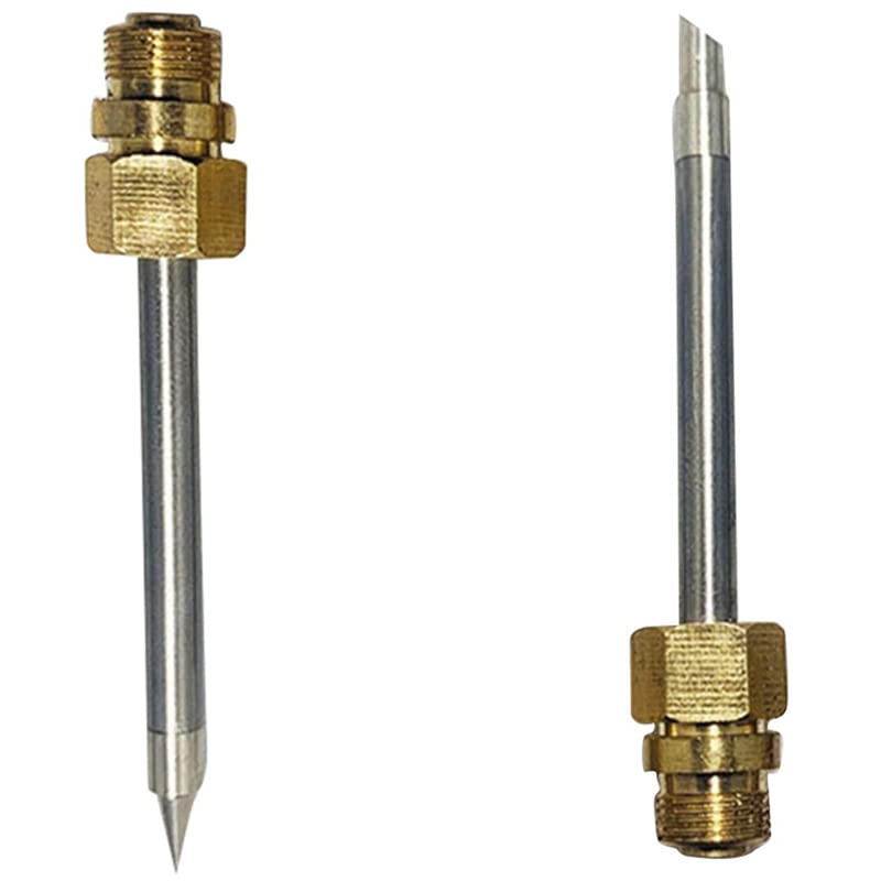 Gold Replacement Soldering Iron Tips for Machine 2 - 510 Interface Mini USB Welding Tool Accessories (2-Pack, Horseshoe & Pointed Tips) - Perfect for Electronics Repair, PCB Rework, and DIY Projects