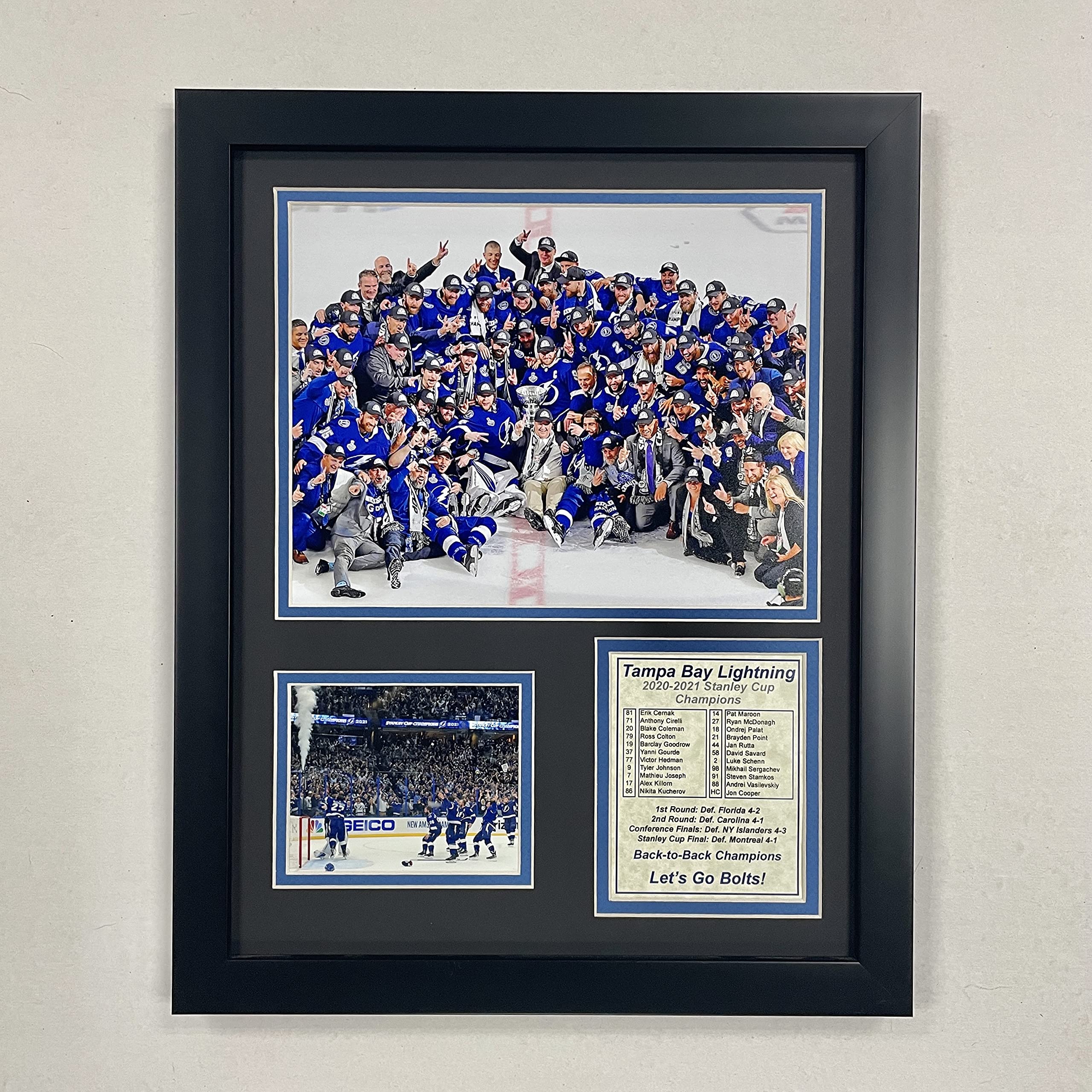 Tampa Bay Lightning 2020-2021 Stanley Cup Champions Framed Photo Collage 12x15 Inches - Perfect for Hockey Fans, Man Cave Decor & Sports Memorabilia Collection