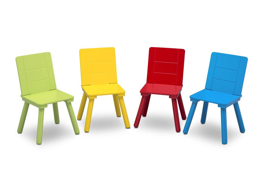 Kids Table and Chair Set - 4-Piece Wooden Children's Furniture for Playroom, Learning & Dining - Perfect for Toddlers & Preschoolers (Pink/Blue) - Ideal for Arts & Crafts, Snack Time, and Homeschooling Activities