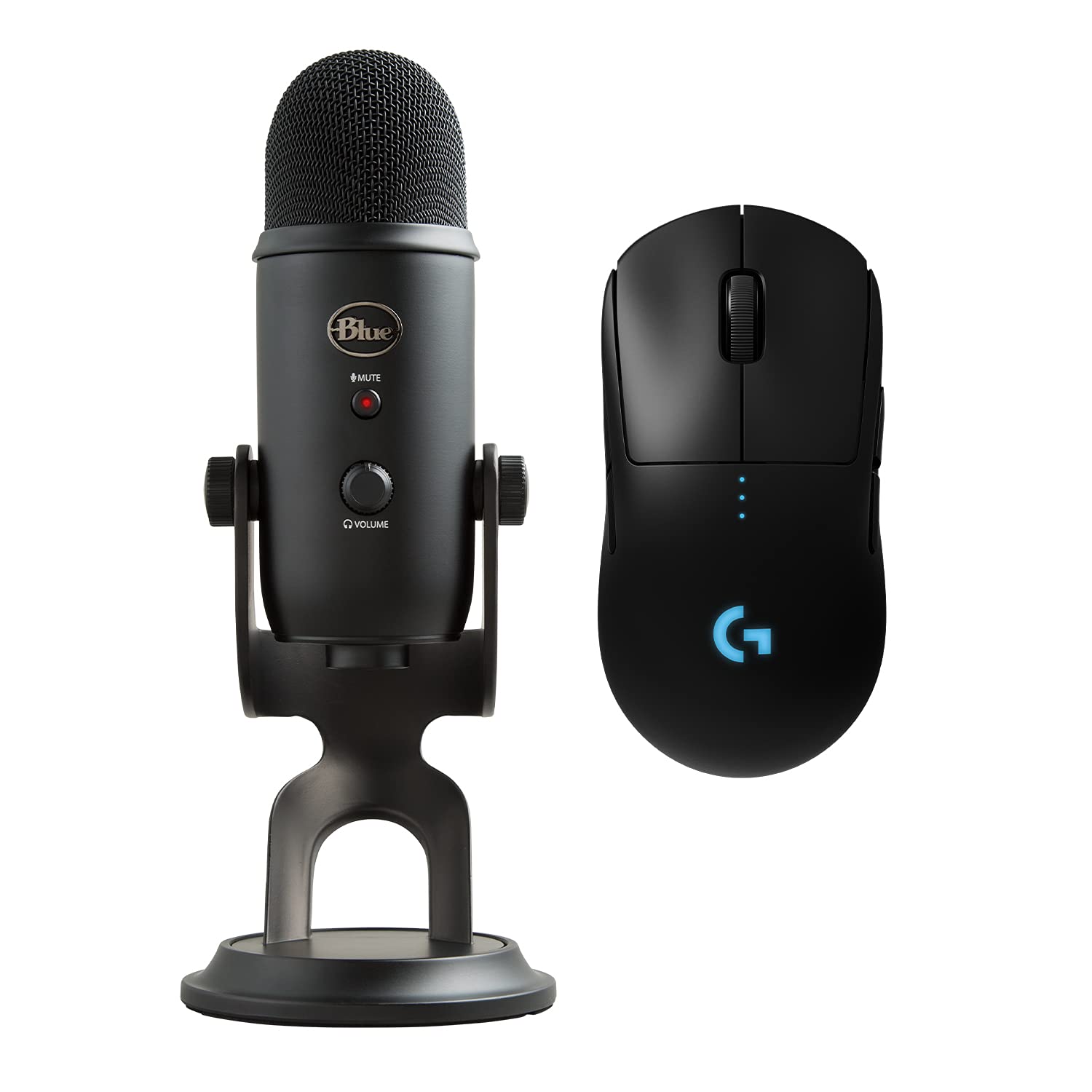 Logitech G Pro Wireless Gaming Mouse - Esports Performance, Blue Yeti USB Microphone with Blue VO!CE Effects (Blackout) - Perfect for Competitive Gaming, Streaming & Professional Esports