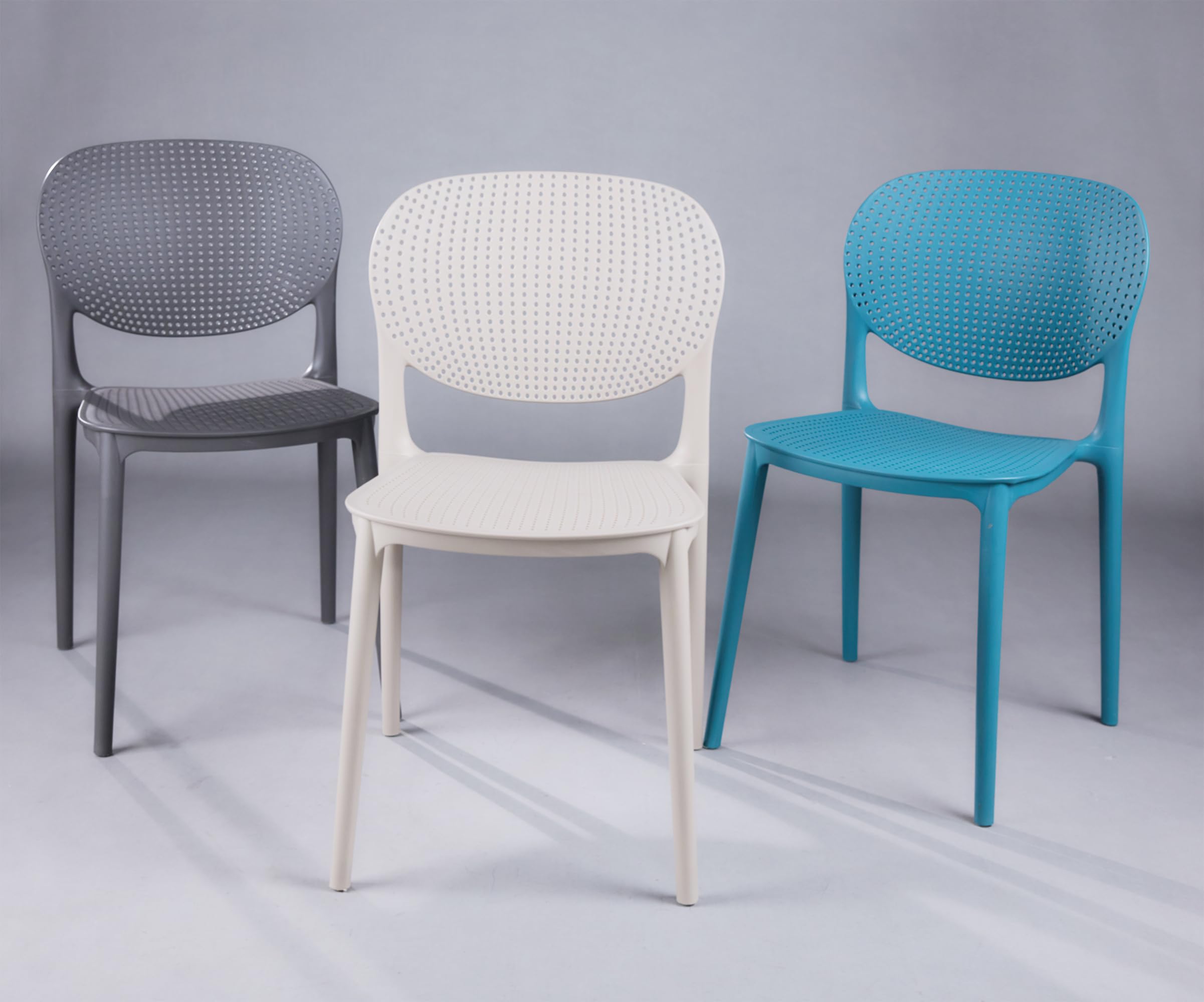 CozyBlock MESH Perforated Stackable Dining Chairs Set of 2 - Breathable Teal Blue Modern Chairs for Indoor & Outdoor Use - Perfect for Patio, Dining Room, Kitchen or Office