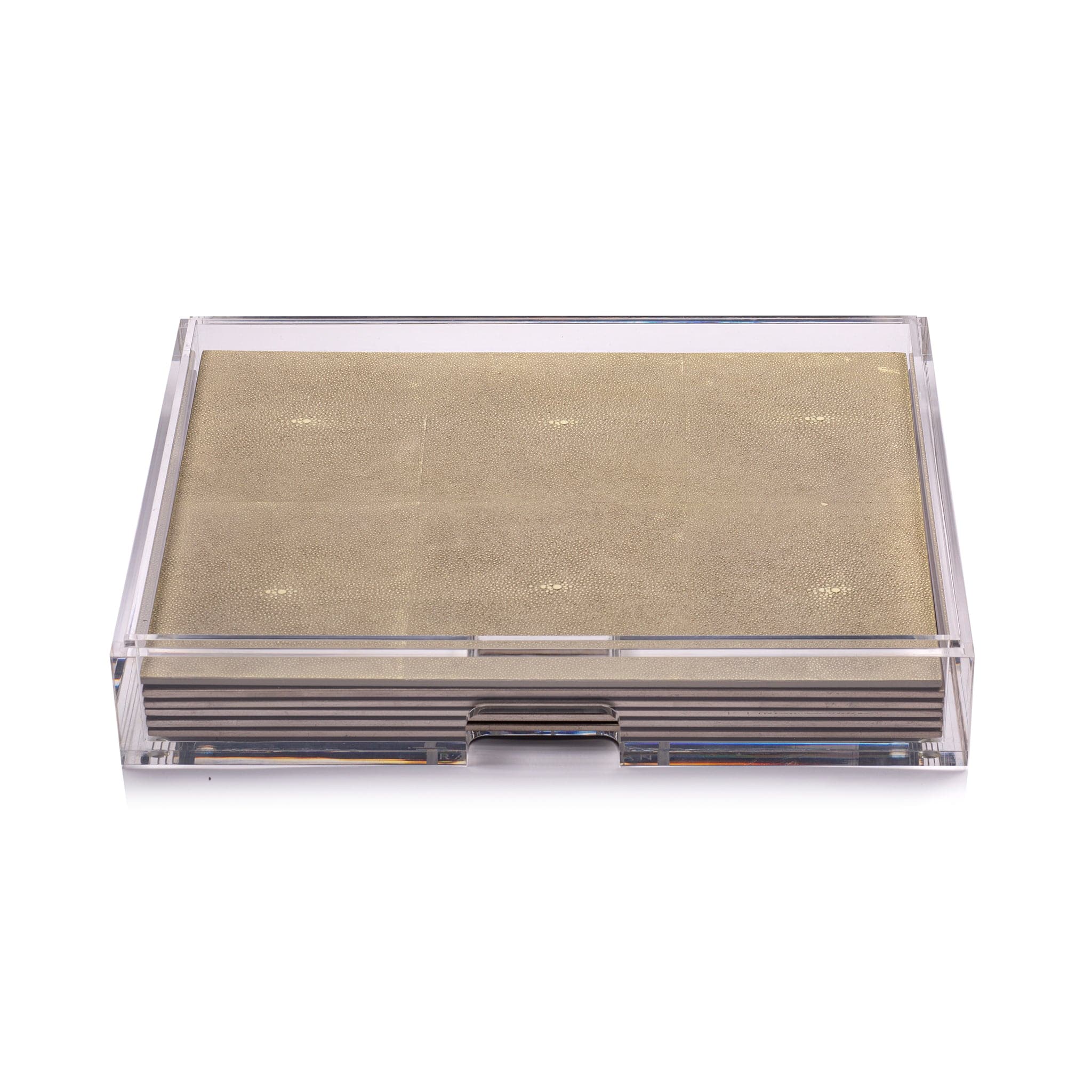 Natural Shagreen Grand Matbox Clear - Premium Leather Jewelry Box for Women, Perfect for Organizing Rings, Necklaces & Earrings at Home or Travel