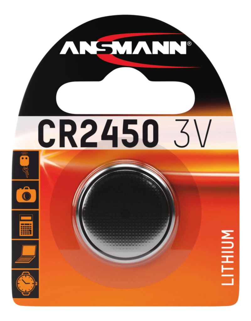 ANSMANN CR2450 3V Lithium Coin Battery - Long-Lasting Power for Watches, Calculators, Key Fobs & Medical Devices - Reliable Replacement Battery for Home & Office Use