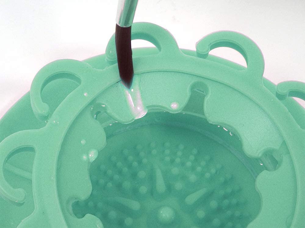All-in-One Paint Brush Cleaner & Holder - Green Silicone Jar for Acrylic, Watercolor | Art Studio & Classroom Essential
