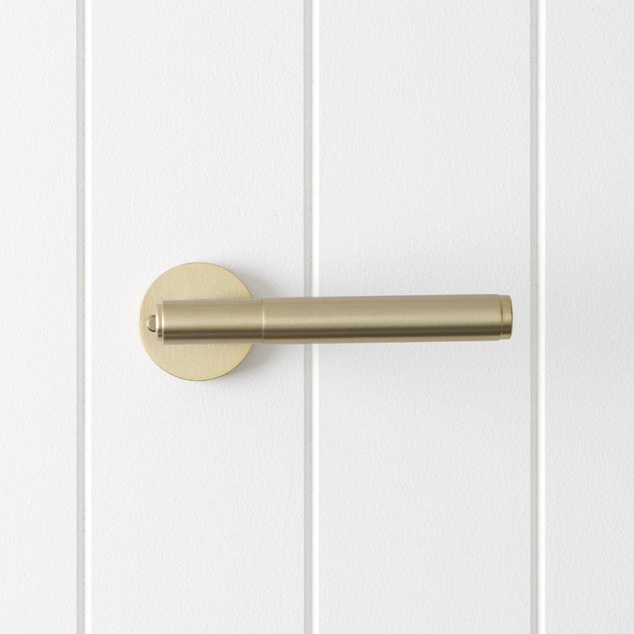 Premium Melbourne Door Handle with Lock - Warm Brushed Nickel Finish for Bedroom, Bathroom & Interior Doors - Durable & Stylish Hardware for Home Security