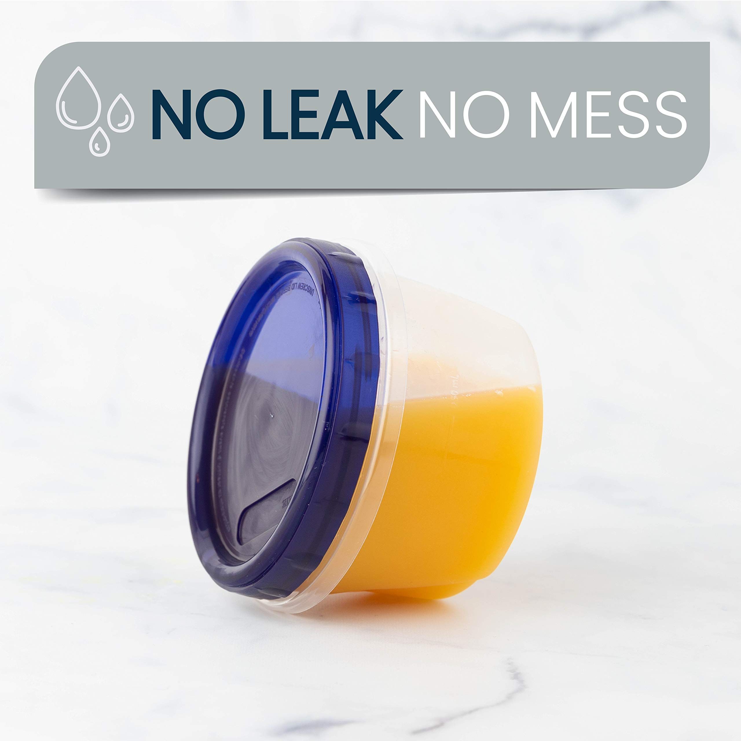 PLASTICPRO 16 oz (120 Pack) Clear Deli Containers with Blue Twist-On Lids - Reusable, Stackable Food Storage Containers for Meal Prep, Freezer Storage & Restaurant Use - BPA-Free Plastic Containers (Pack of 120)