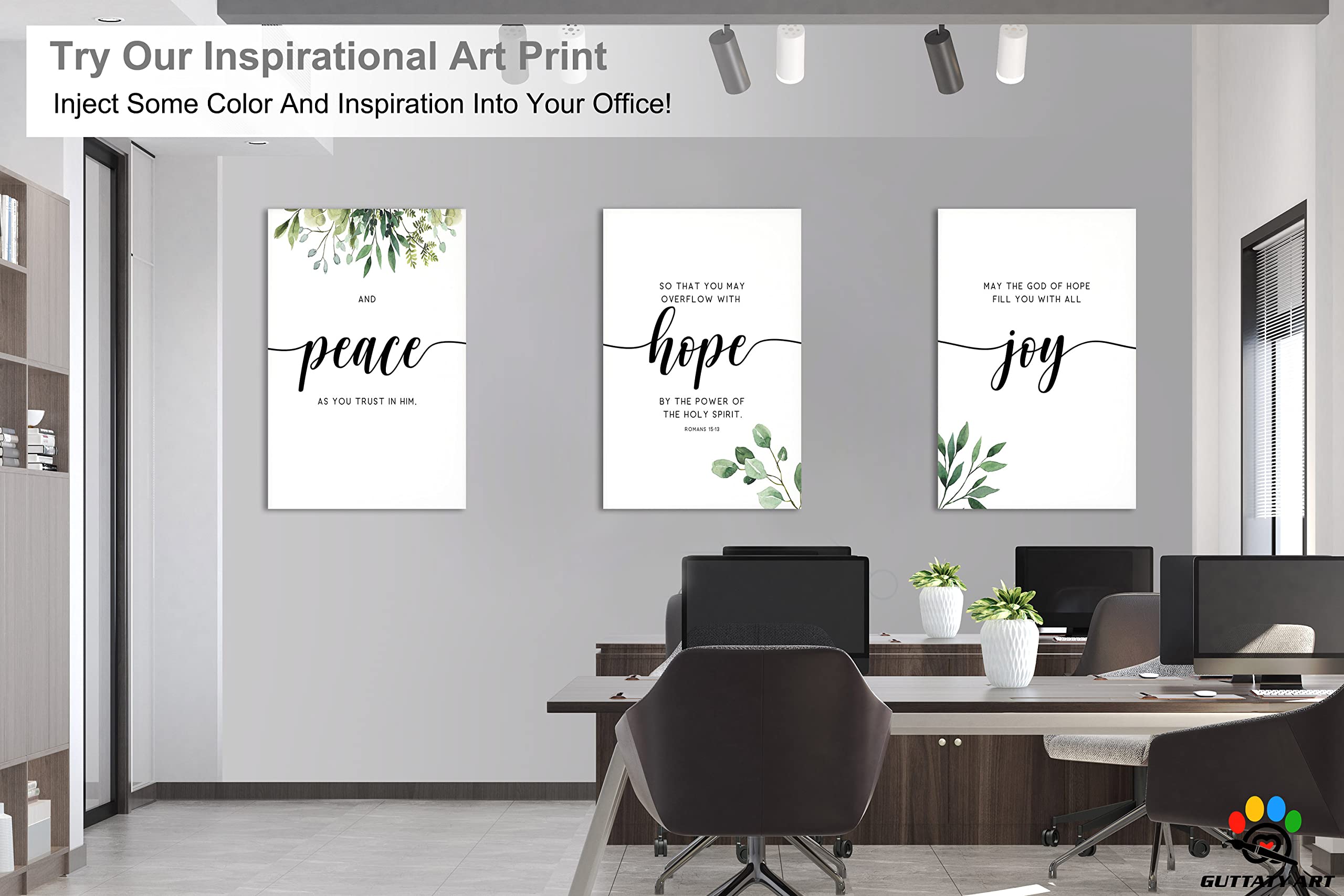 3-Panel Motivational Wall Art for Office & Home Decor - Turquoise Inspirational Quotes Canvas Prints (20”x30”x3Pcs) - Positive Words Poster with Hope, Trust & Faith Themes - Perfect for Office, Living Room & Workspace Wall Decor