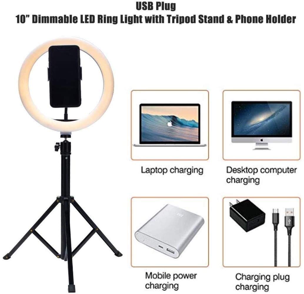 MINJUK 10 Inch LED Ring Light with Stand - 1.6m Adjustable Floor Lamp for Live Streaming, Photography & Video Calls - Perfect for TikTok, YouTube, Zoom & Home Studio Lighting