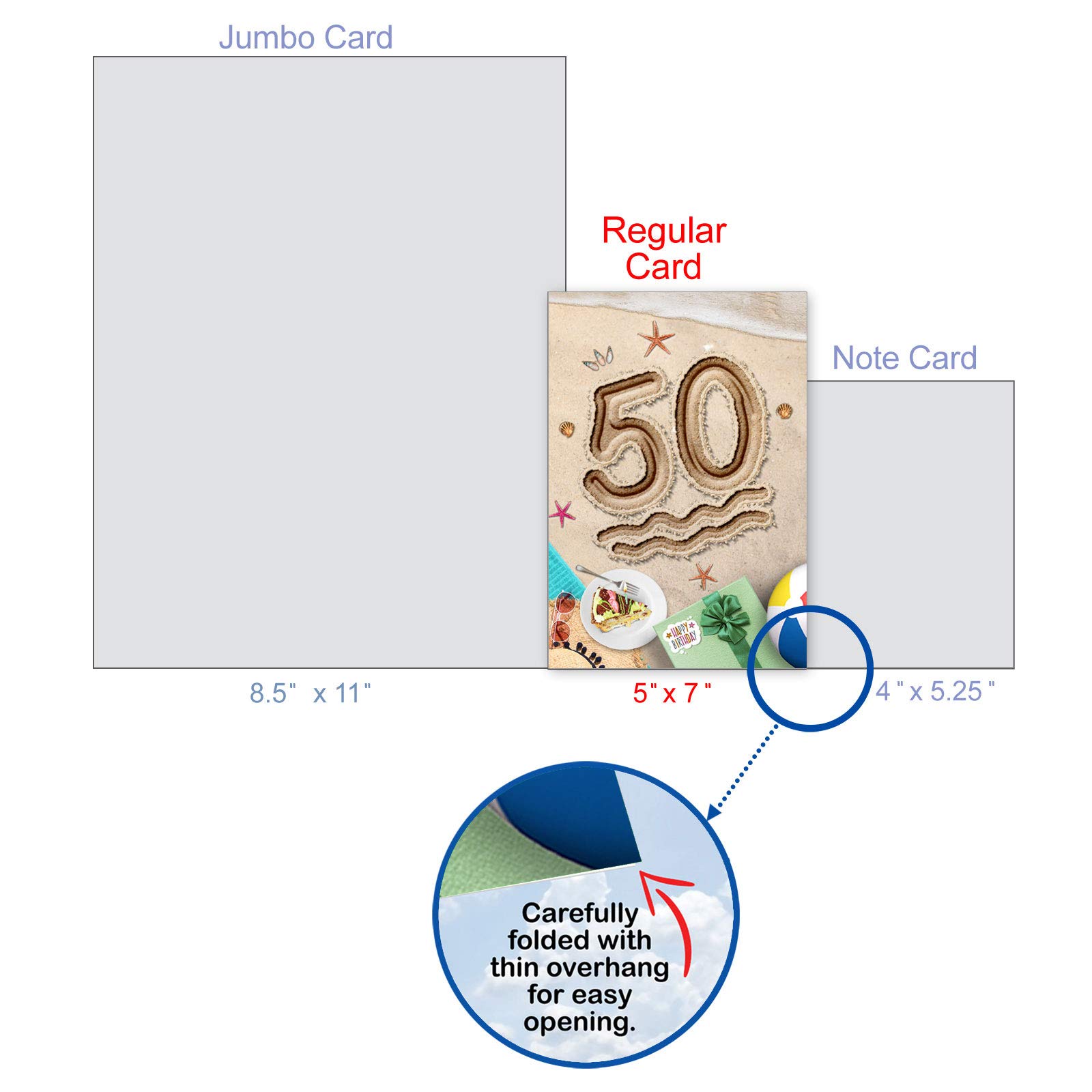 Funny 50th Birthday Card - Milestone 50 Years Celebration Notecard with Envelope - Perfect for Beach Party & Humorous Birthday Wishes - NobleWorks C9459CMBG | Great for Anniversary, Retirement & Special Occasion Gifts