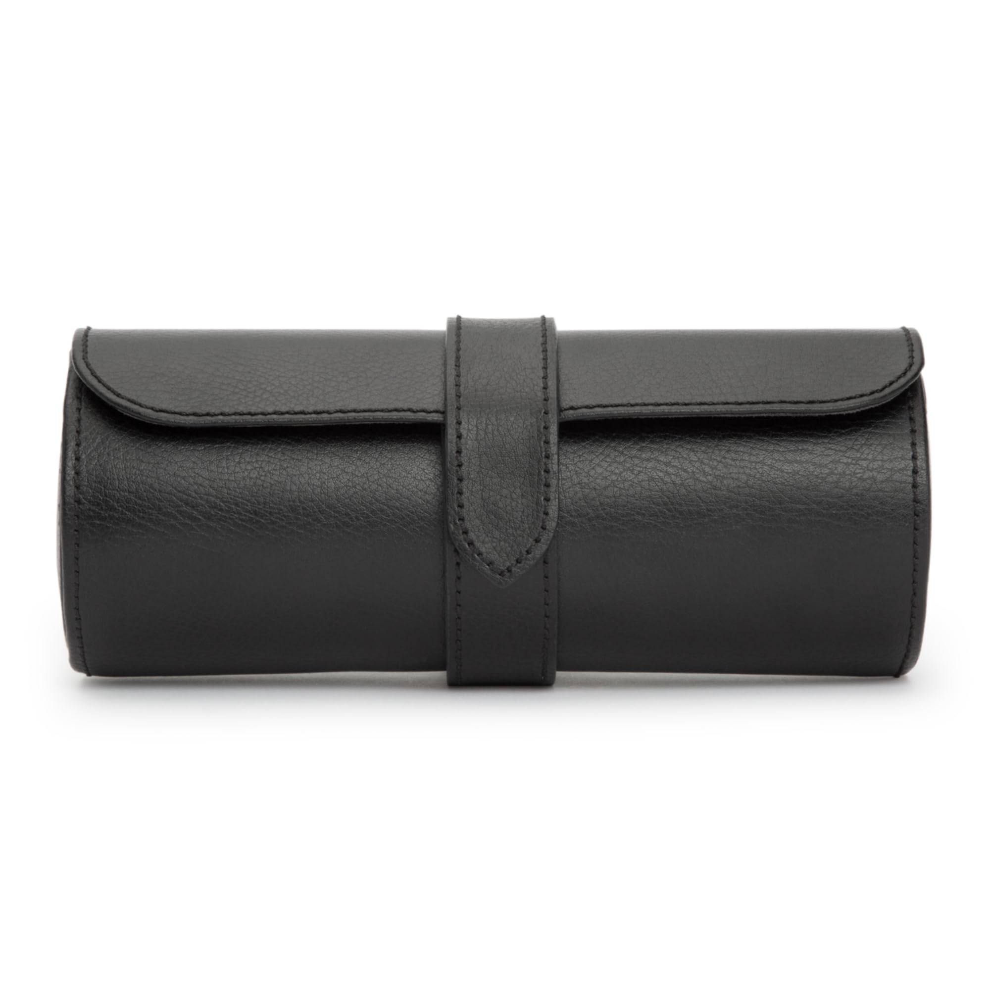 Premium WOLF Heritage Watch Roll - Vegan Leather Travel Case for 3 Watches with Ultra-Suede Lining & Snap Closure (Blake Black/Grey) | Luxury Watch Storage & Travel Accessory for Men | Perfect for Business Trips, Vacations & Watch Collectors