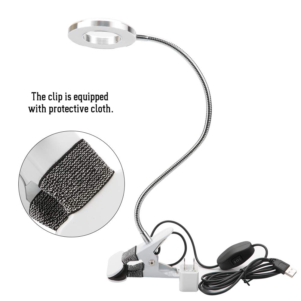 USB Gooseneck Desk Lamp with Clip - Adjustable Circle Makeup Light for Eyebrow & Lip Tattoo, Beauty Salon & Home Use | Portable LED Reading Light for Makeup, Study & Office Work