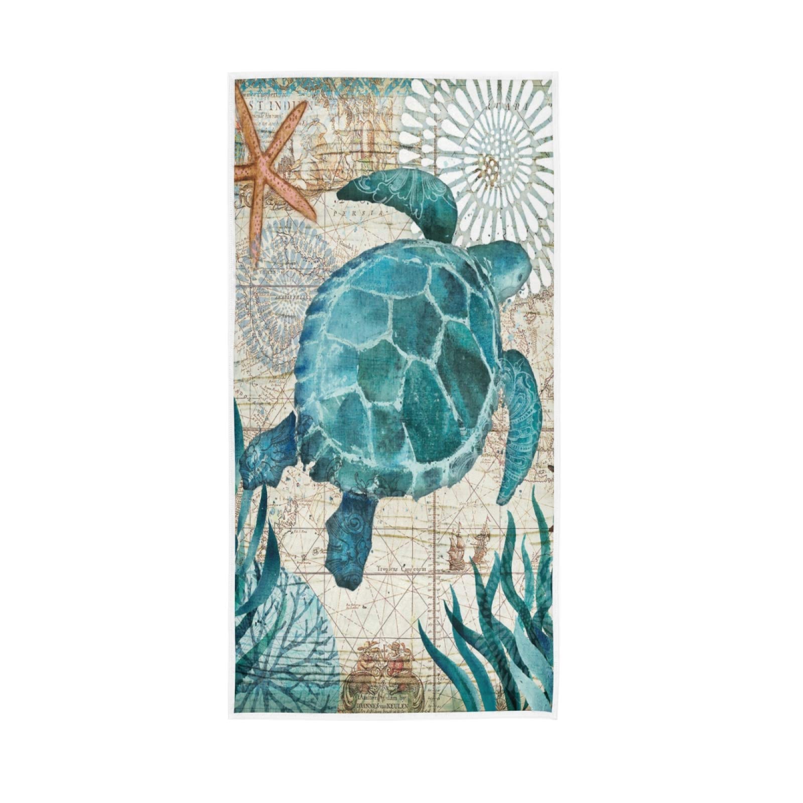 Ocean Sea Turtle Hand Towels - Highly Absorbent Soft Bathroom Towels (30