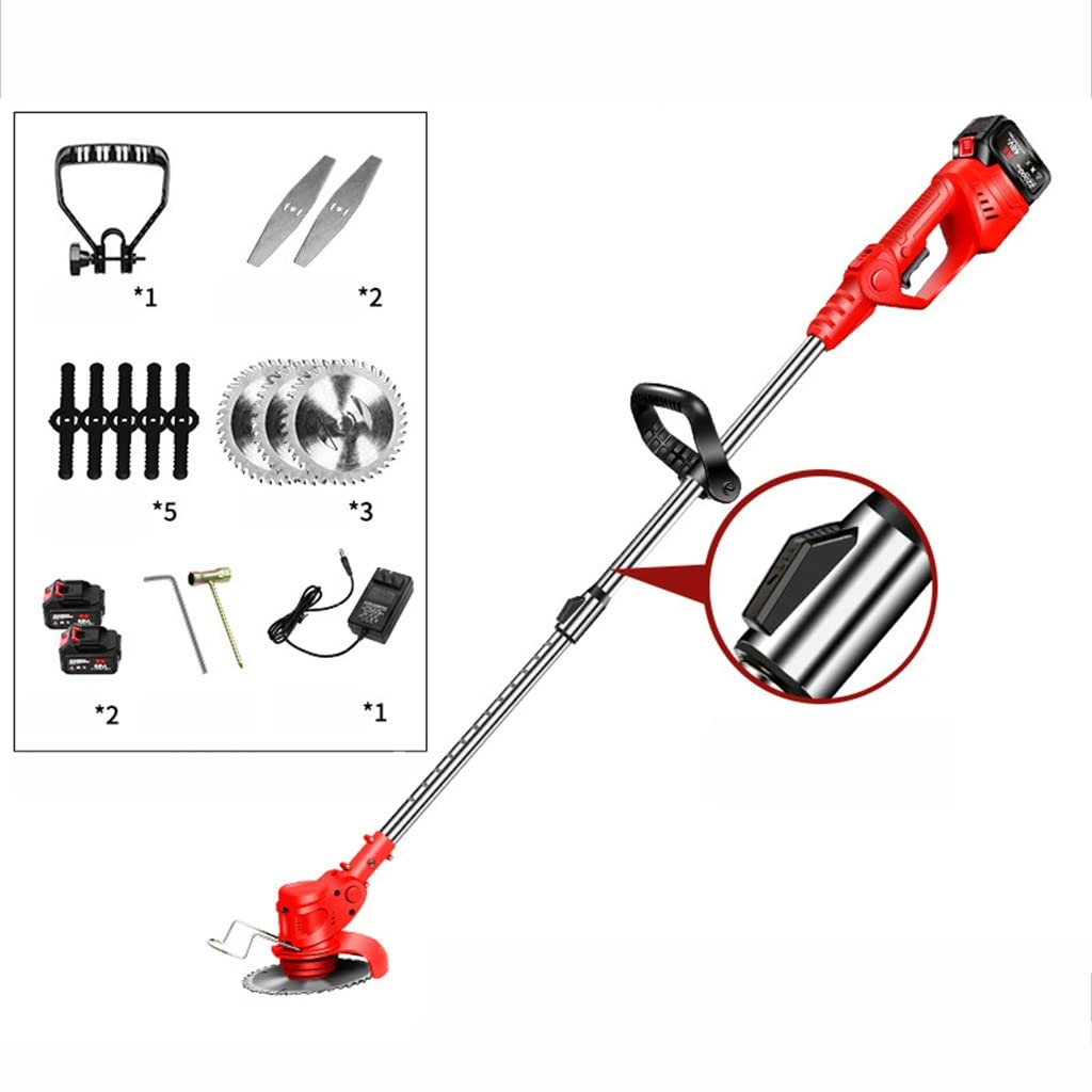 **Cordless Weed Eater & Grass Trimmer - 1-30cm Height Adjustment, Dual Control Switch, Powerful Brush Cutter with Blade & Charger (Includes 2 Batteries & 1 Charger) - Perfect for Lawn, Garden & Yard Maintenance**
