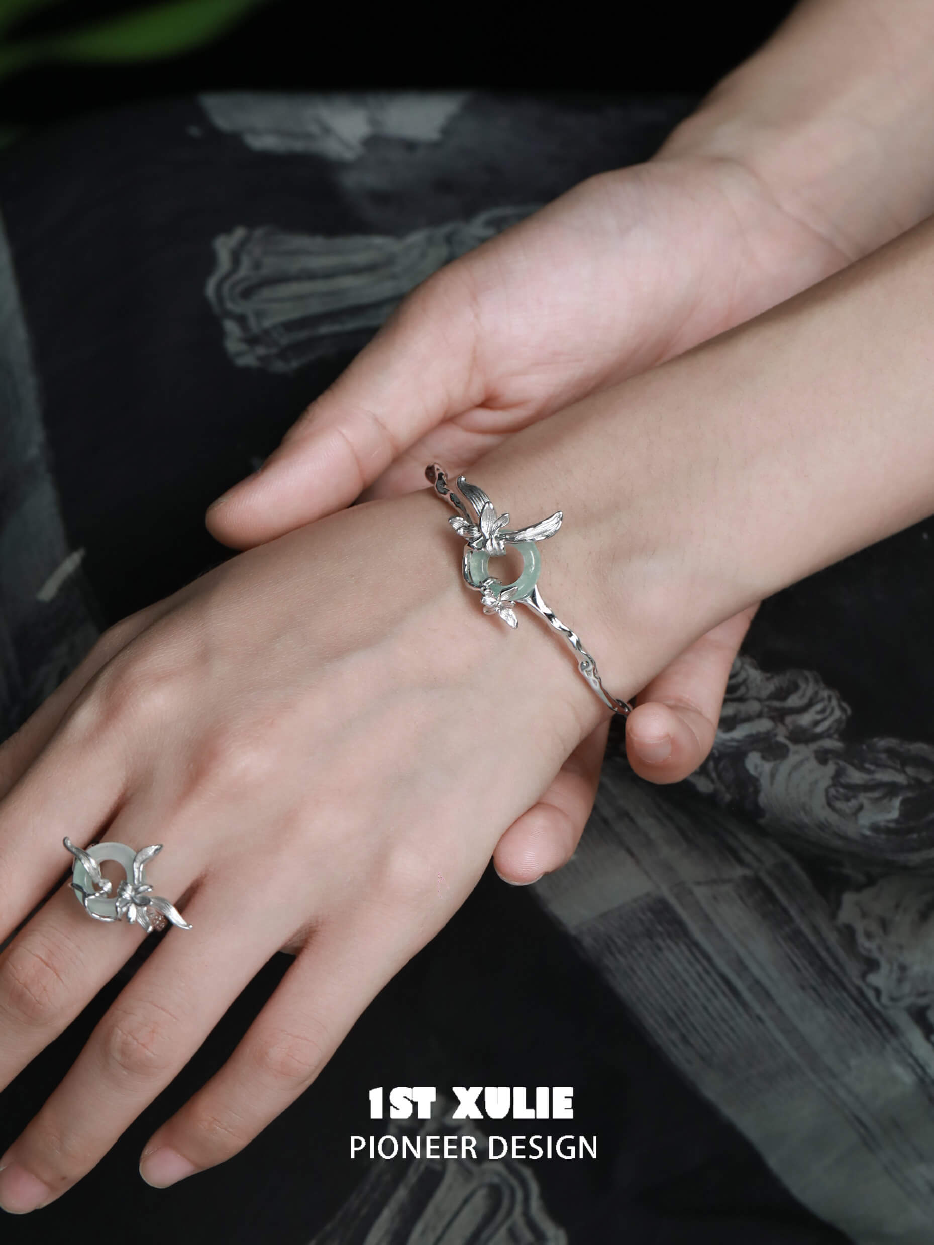Irises S925 Sterling Silver Jade Rings for Women - Elegant Vintage Style Jewelry for Daily Wear & Special Occasions