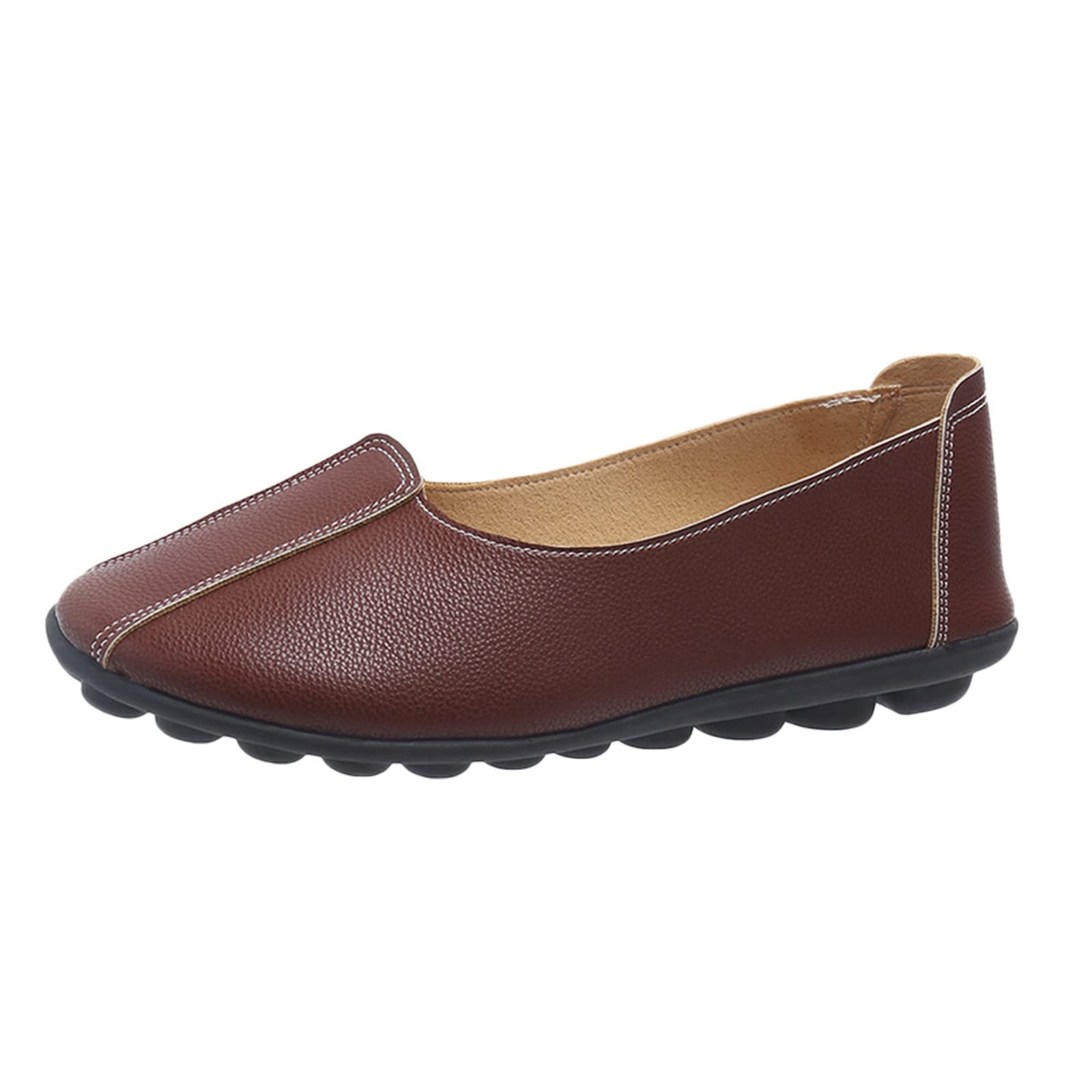 Women's Work Shoes - Comfortable Casual Loafers with Flat Sole for Ladies | Non-Slip House Shoes & Office Wear (Brown, Size 8) | Perfect for Nursing, Hospitality & Indoor/Outdoor Use