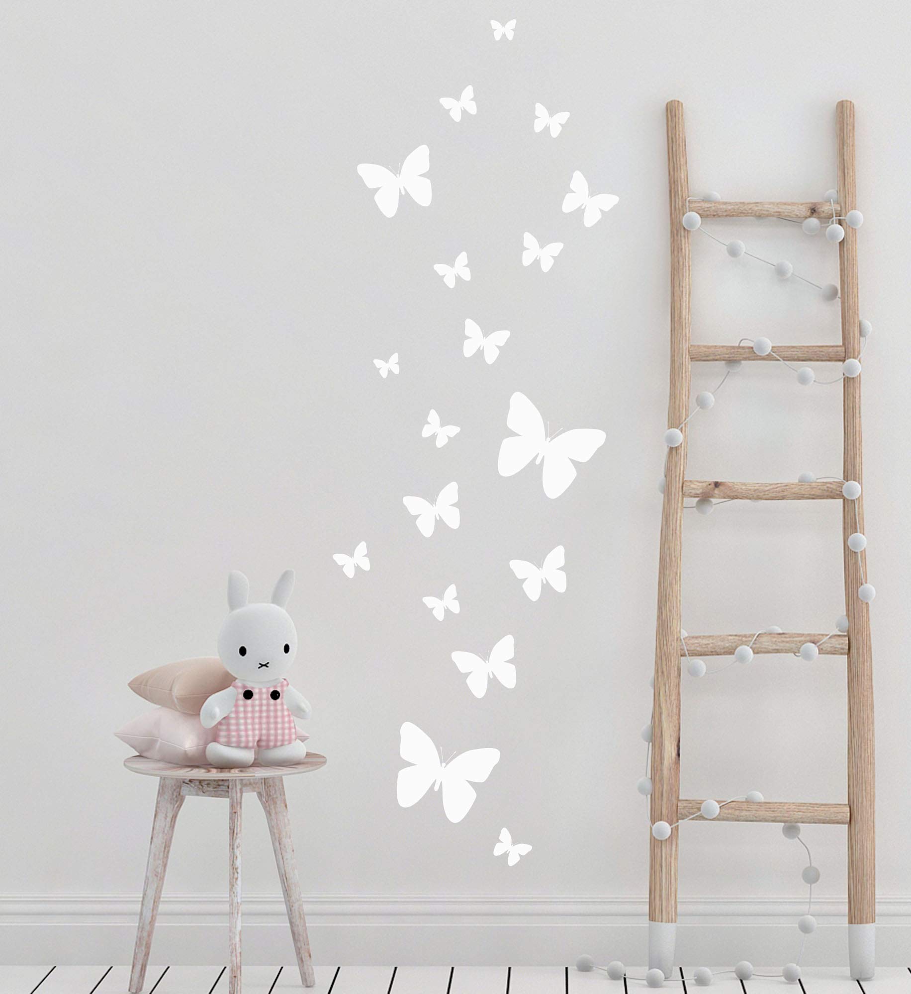 26-Piece White Butterfly Wall Decals - Peel & Stick Wall Decor Stickers for Girls Room, Nursery, Bedroom & Home Decor - Removable DIY Wall Art for Kids & Teens