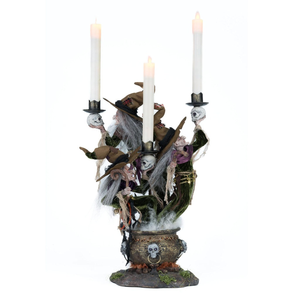 Broomstick Acres Witches Candle Holder by Katherine's Collection - Halloween Decor, Gothic Home Accessory for Witchy Aesthetic & Spooky Party Decorations