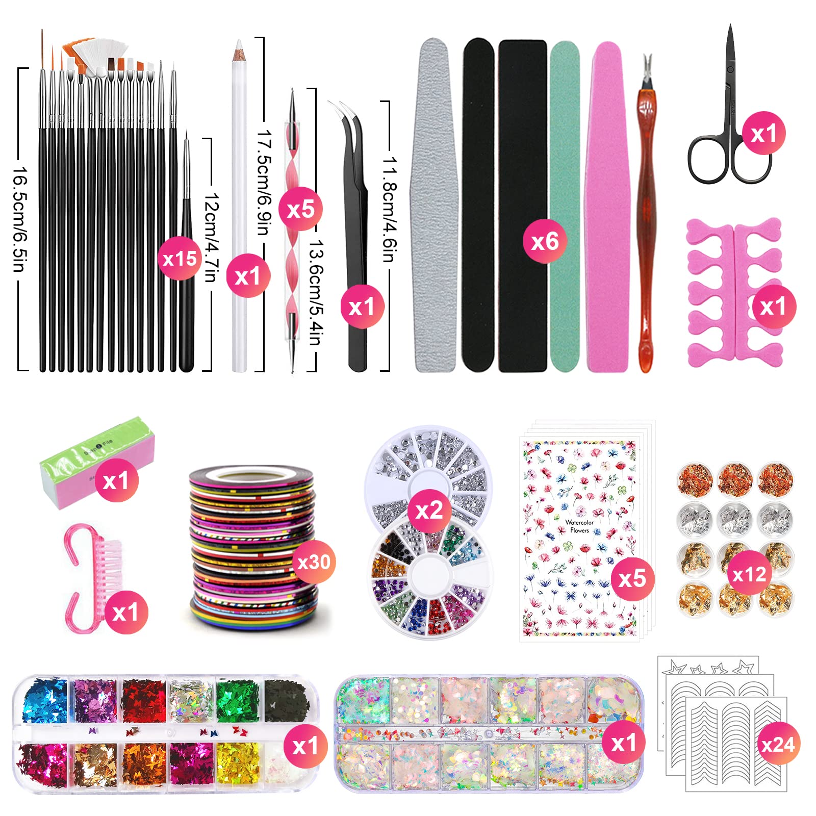 TAVADA 23-Piece Professional Nail Art Kit with Brushes, Dotting Tools & Striping Tape - Complete Starter Set for Salon-Quality Manicures at Home | Perfect for DIY Nail Designs, Gel Polish Application & Creative Nail Art