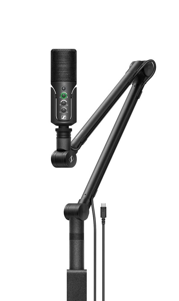 Sennheiser Professional USB Condenser Microphone Kit with Boom Arm - Studio Quality Streaming Mic for Podcasting, Gaming & YouTube (Includes 3m USB-C Cable & Mic Pouch) - Perfect for Home Studio & Live Broadcasts