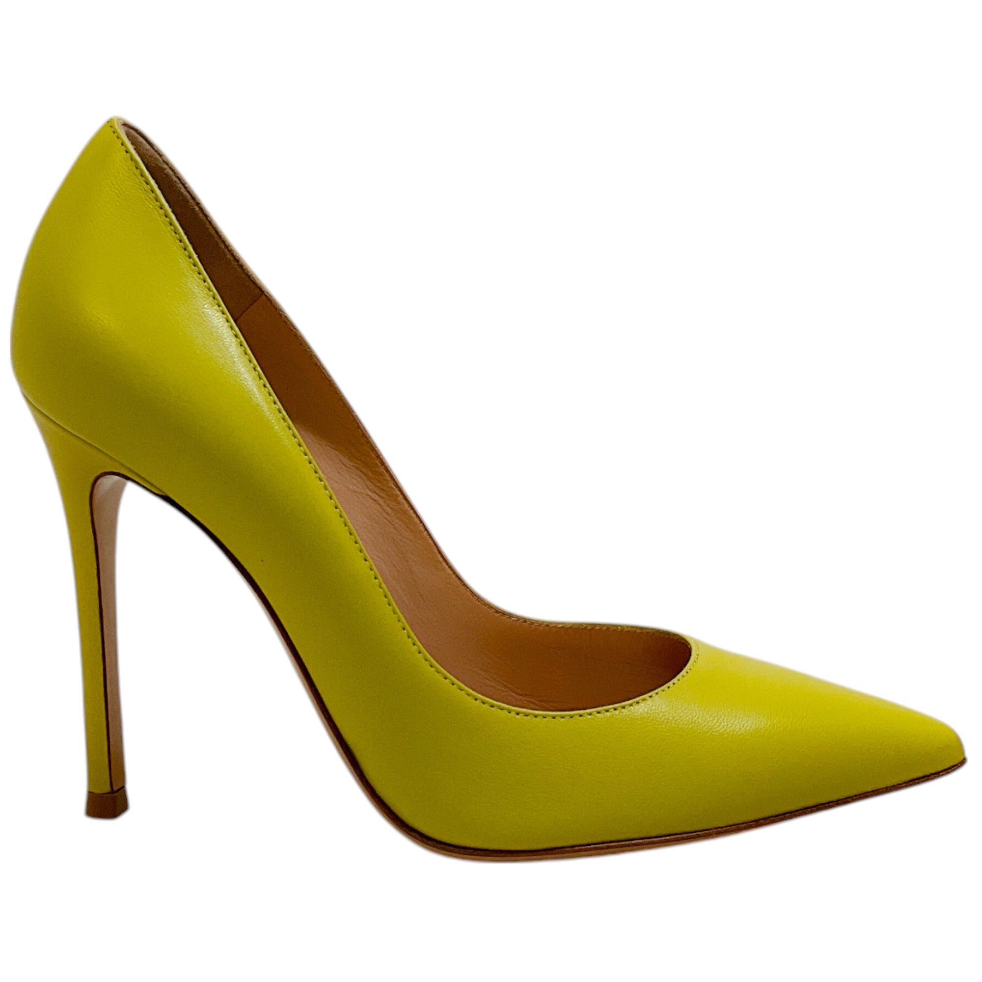 Gianvito Rossi Citron Cider Leather Gianvito 105 Pumps Women's High Heels - Perfect for Office, Party & Special Occasions
