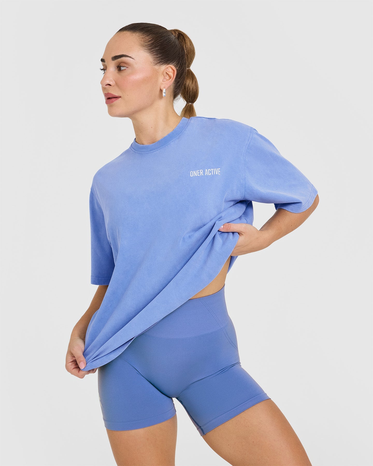 Vintage Washed Oversized Graphic T-Shirt for Men & Women - Glaucous Blue - Casual Streetwear & Loungewear for Everyday Comfort
