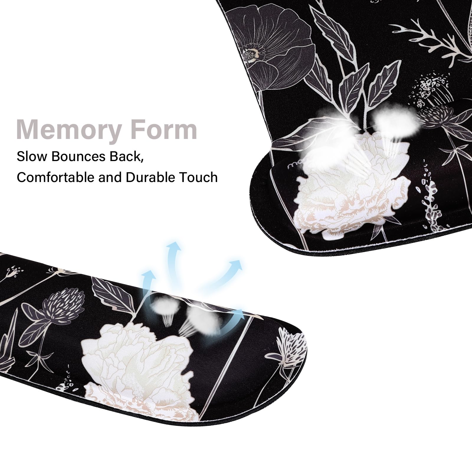MOSISO Gaming Mouse Pad Set with Wrist Rest - Non-Slip Floral Design for Home Office & PC Gaming