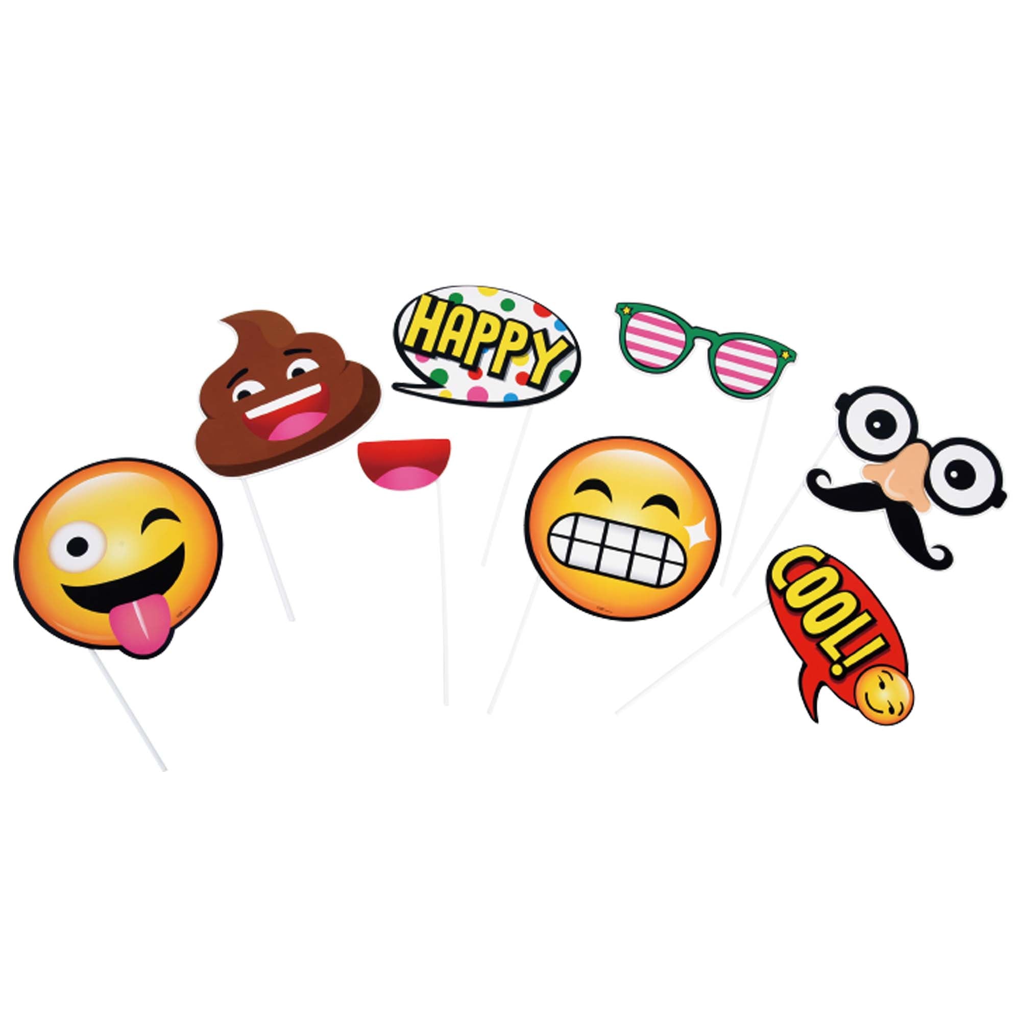 8 Pcs Happy Faces Photo Props on Stick - Fun Party Decorations for Birthdays, Weddings & Celebrations - Perfect for DIY Photo Booth, Social Media & Selfies