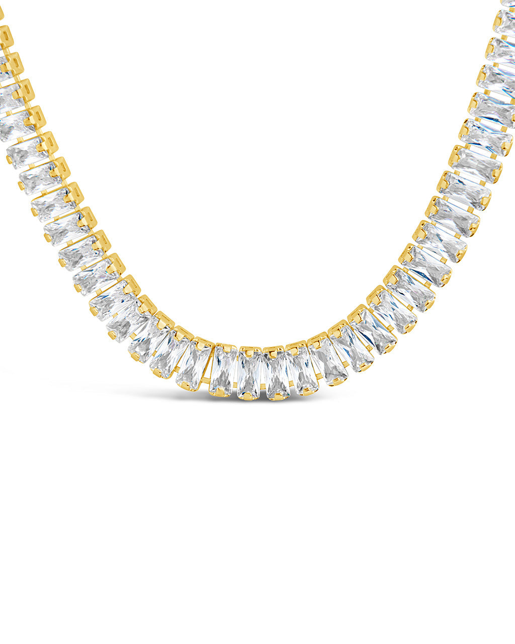 Elegant Sarai CZ & Chain Tennis Necklace for Women | Cubic Zirconia Gold Plated Jewelry | Perfect for Parties, Weddings & Date Nights