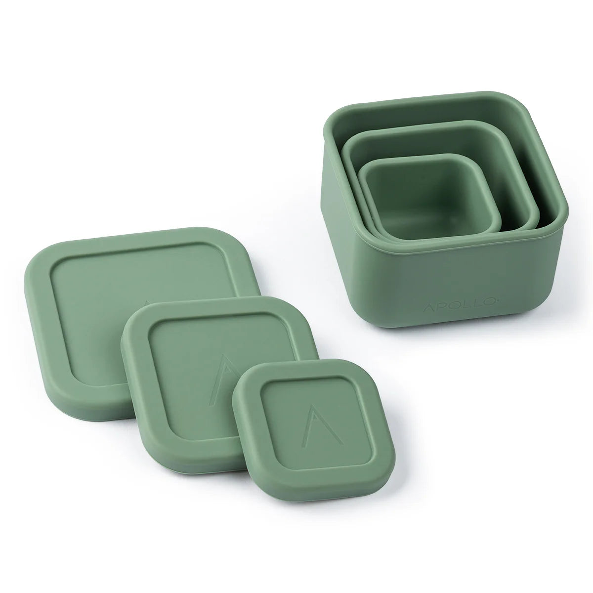 Apollo 3-Piece Silicone Nesting Bowls Set - Sage Green | Microwave & Dishwasher Safe | Perfect for Mixing, Baking, Serving & Food Storage