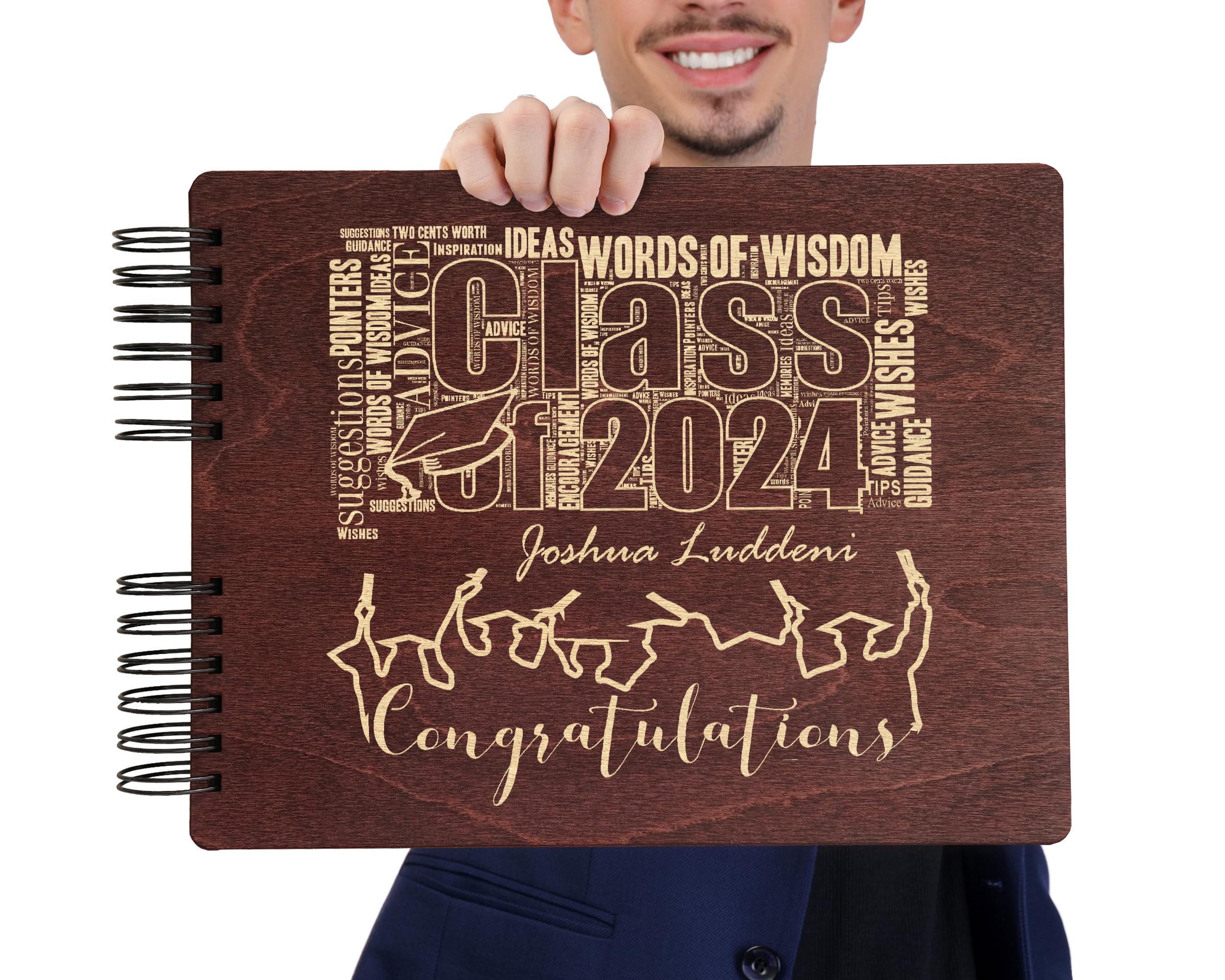 Personalized Wooden Graduation Guest Book - Custom Rustic Photo Album for Graduation Party Decorations & Gifts | Made in USA | Perfect for Graduation Ceremonies, Open House Events & Memory Keepsakes
