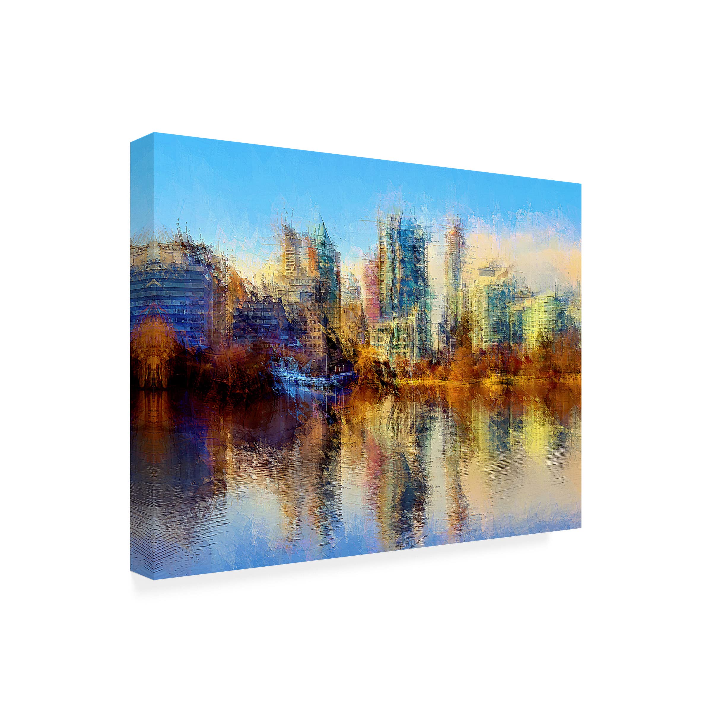 David Manlove 'Urban Lake View' Canvas Art Print - Modern Wall Decor for Living Room, Bedroom & Office - High-Quality Trademark Fine Art
