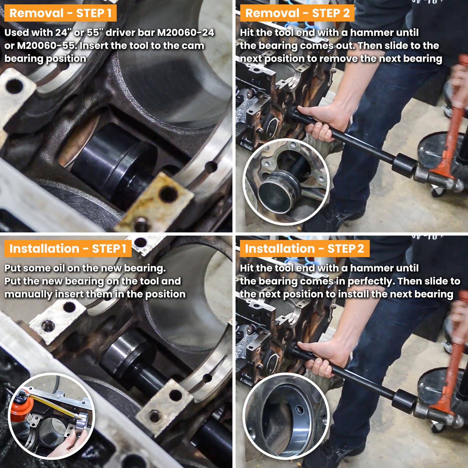 Cummins ISX ISX15 QSX QSX15 X15 Cam Bearing Adapter Tool Set - Camshaft Bearing Installation & Removal Kit (M20060-39, M2006039) - Professional Diesel Engine Repair Tool for Heavy Duty Trucks & Equipment Maintenance