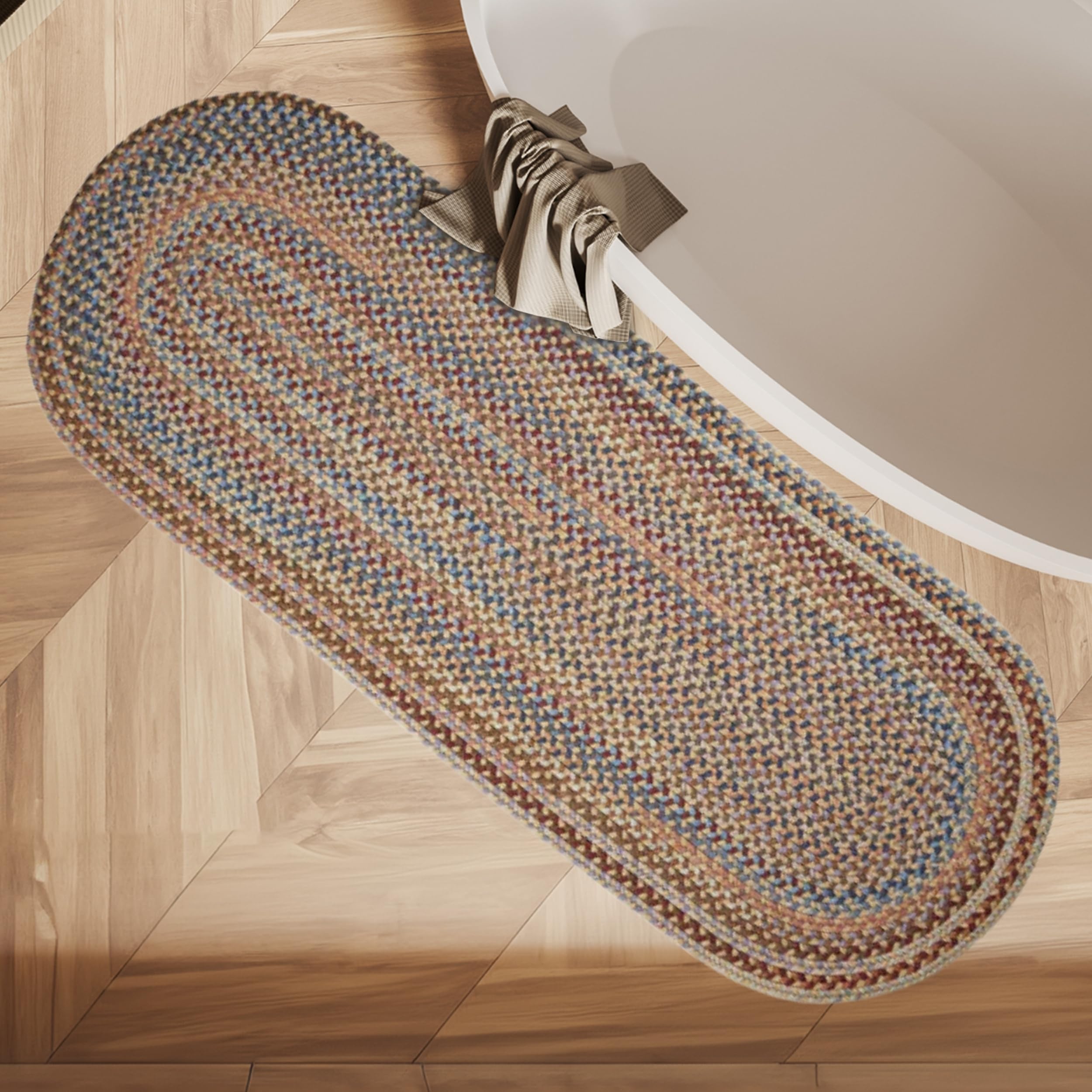 Rhody Rug Astoria AS52 Wheat Field 2' x 6' Oval Braided Runner - Durable Handmade Area Rug for Living Room, Bedroom & Kitchen - Non-Slip Floor Mat for High Traffic Areas - Easy Care Washable Home Decor - Made in USA | Perfect for Entryways, Hallways & Under Dining Tables