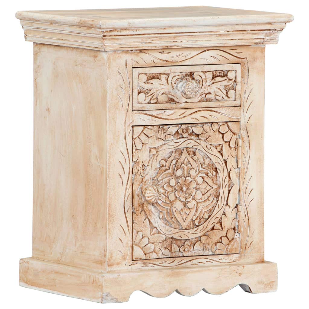 vidaXL Solid Mango Wood Bedside Cabinet - Stylish & Durable Nightstand with Drawer & Door for Bedroom Storage | Perfect for Books, Notepads & Bedside Essentials | Modern Bedroom Furniture for Home Decor