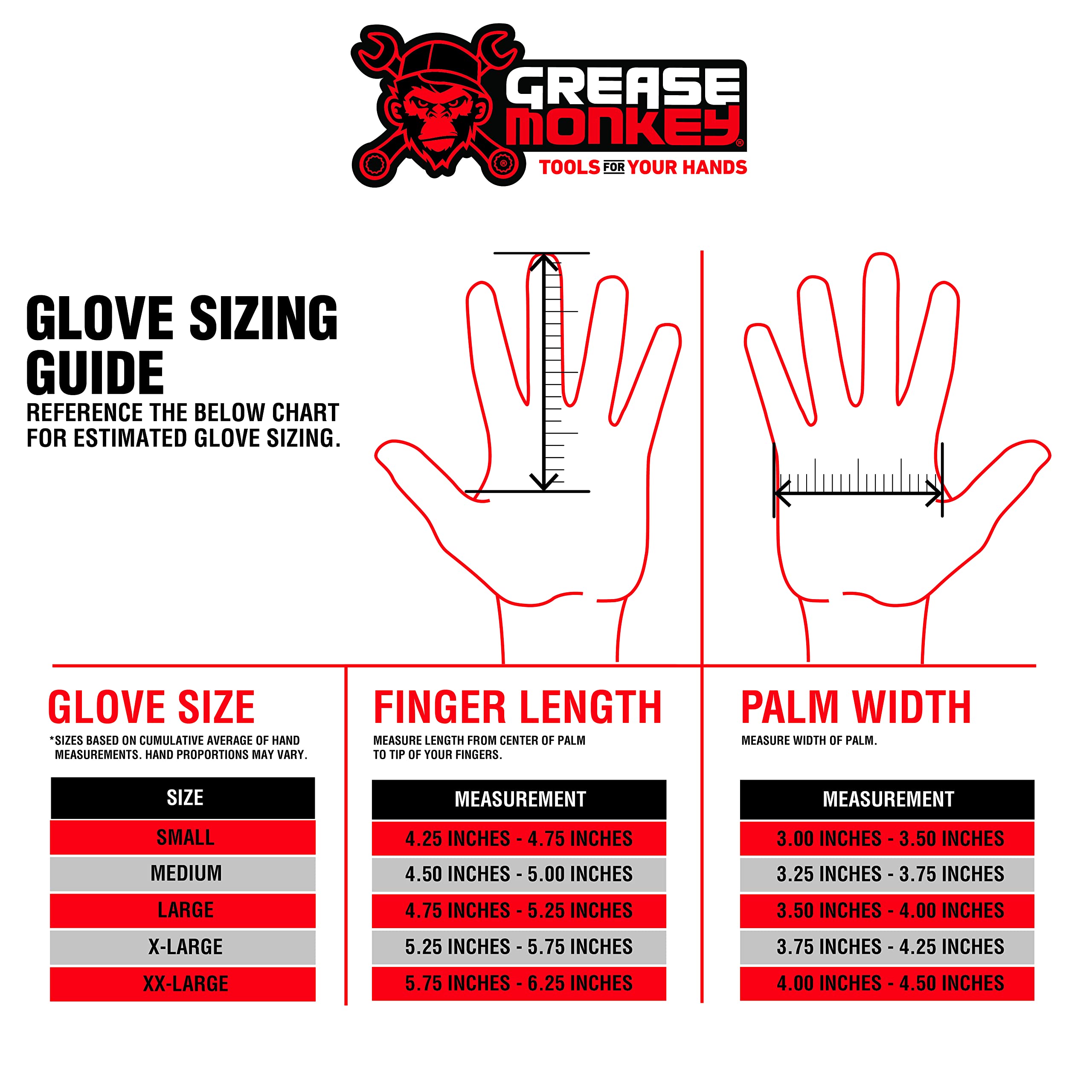 Grease Monkey GM Rhinoflex Pro Fingerless Work Gloves - Red - Durable & Flexible for Mechanics, Construction & DIY Projects