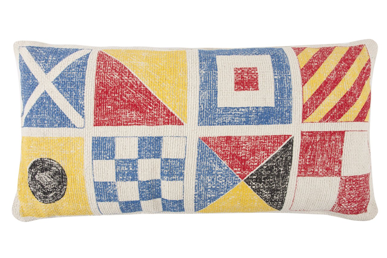 Thomas Paul Flags/Knot Sketch Throw Pillow - 18x34 Inch Decorative Cushion Cover for Sofa, Bed & Living Room - Coastal Nautical Home Decor Accent