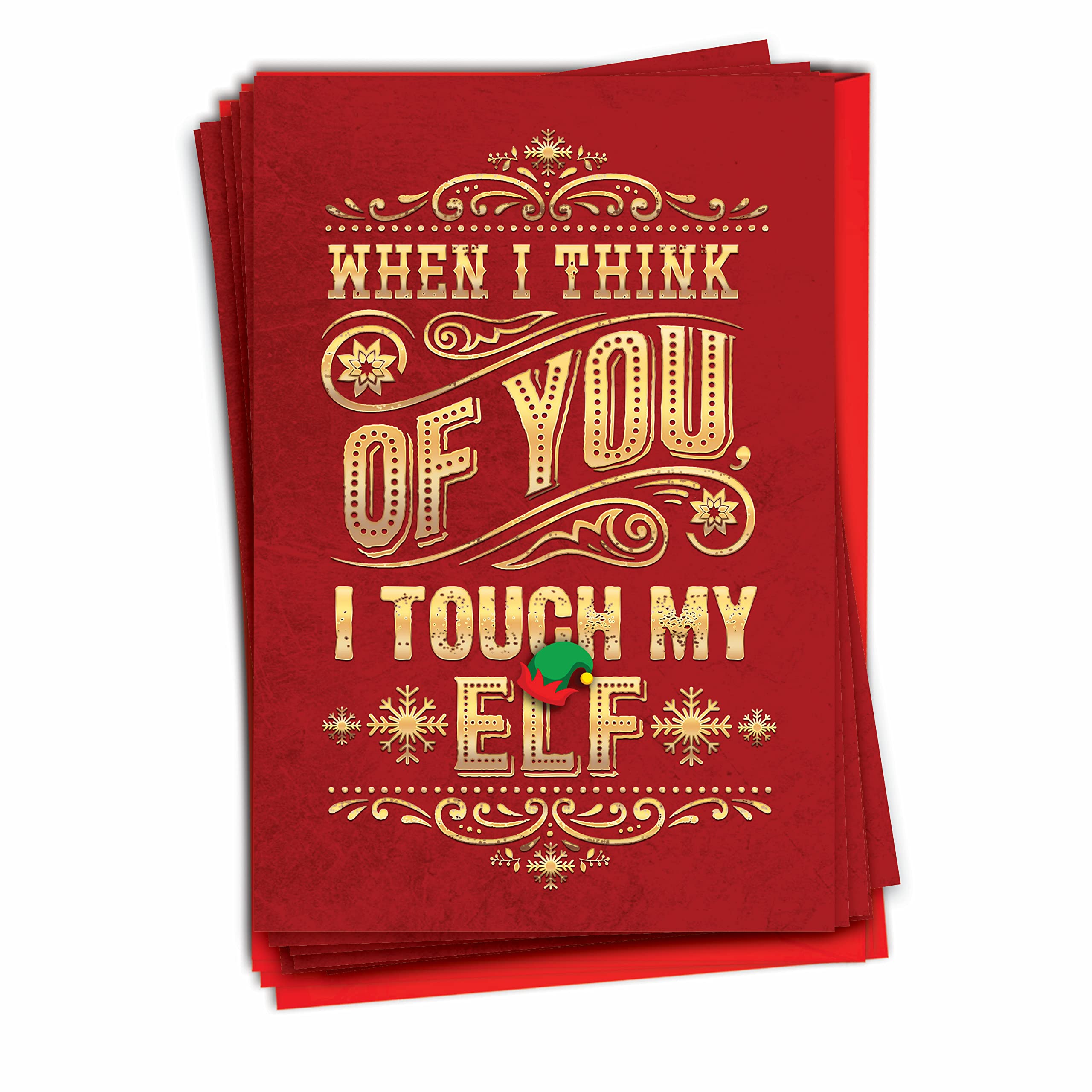 12 Funny Christmas Greeting Cards for Adults - Rude Holiday Humor Boxed Set with Envelopes (1 Design, 12 Cards) - Perfect for Office Parties, White Elephant Gifts & Naughty Holiday Greetings