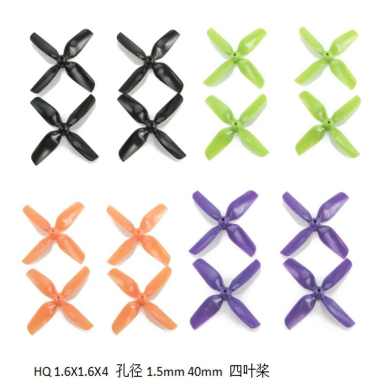 16pcs HQprop Micro Whoop Propeller 31mm 4-Blade Drone Props - 1.2x1.2 inch 0.8mm & 1.2x1.3 inch 1mm - Compatible with Tiny Whoop Drones, FPV Racing, and Indoor Flying