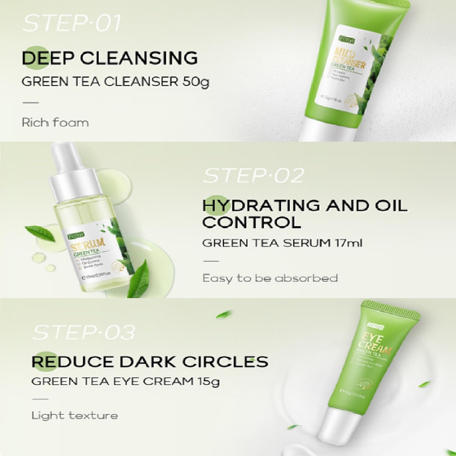 Green Tea Skincare Set - 19-in-1 Natural Skincare Gift Set with Cleanser, Serum, Cream, Eye Cream & Masks | Moisturizing Facial Care Kit for Teen Girls | Perfect for Daily Routine & Spa Night