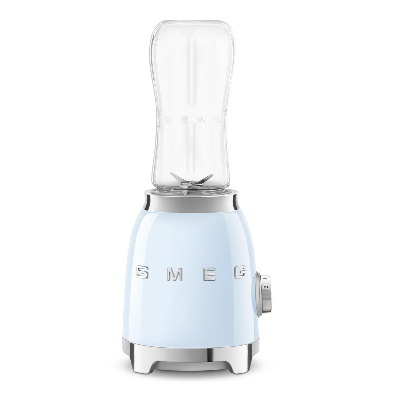 SMEG 50's Retro Style Personal Blender - 600W Motor, 2 BPA-Free 600ML Bottles, Backlit Knob - Pastel Blue (PBF01PBUS) - Perfect for Smoothies, Protein Shakes & Kitchen Counter Decor
