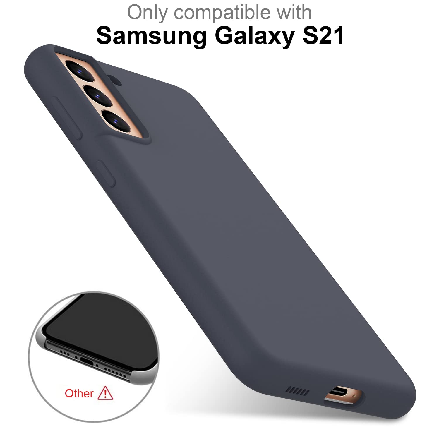 DEENAKIN Samsung Galaxy S21 Case - Soft Flexible Silicone Gel Cover, Shockproof Slim Fit Full Body Protective Phone Case (Dark Grey) - Perfect for Everyday Use, Work & Travel Protection
