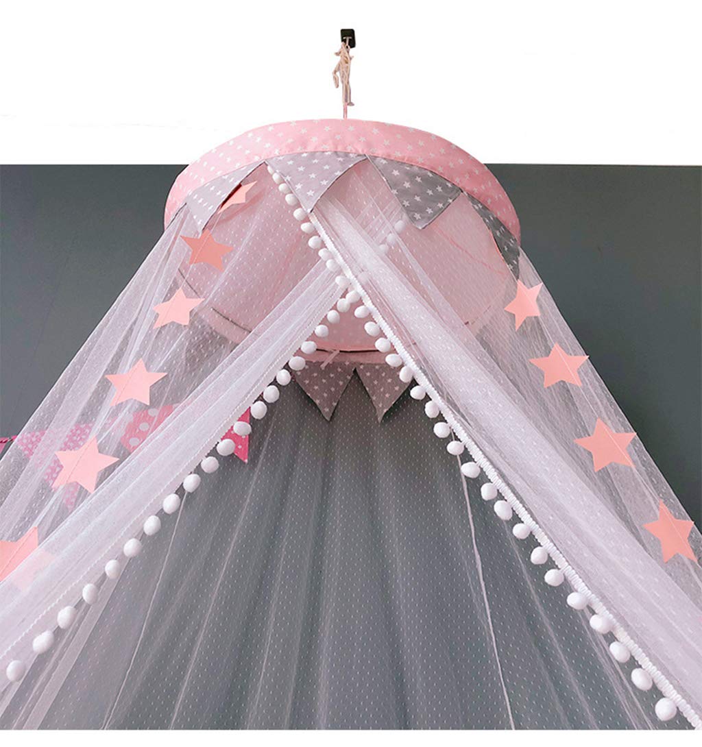 Princess Bed Canopy with Mosquito Net - Pink Star Decor Hanging Tent for Baby Crib & Kids Room Decor | Perfect for Nursery, Bedroom, and Sleep Protection