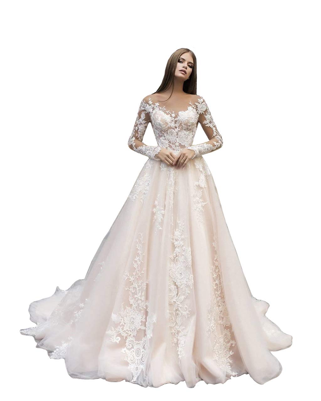 Elegant Lace Mermaid Wedding Dress with Sleeves | Clothfun Women's Beach Bridal Gown 2023 | Perfect for Beach Weddings, Vow Renewals & Romantic Photoshoots