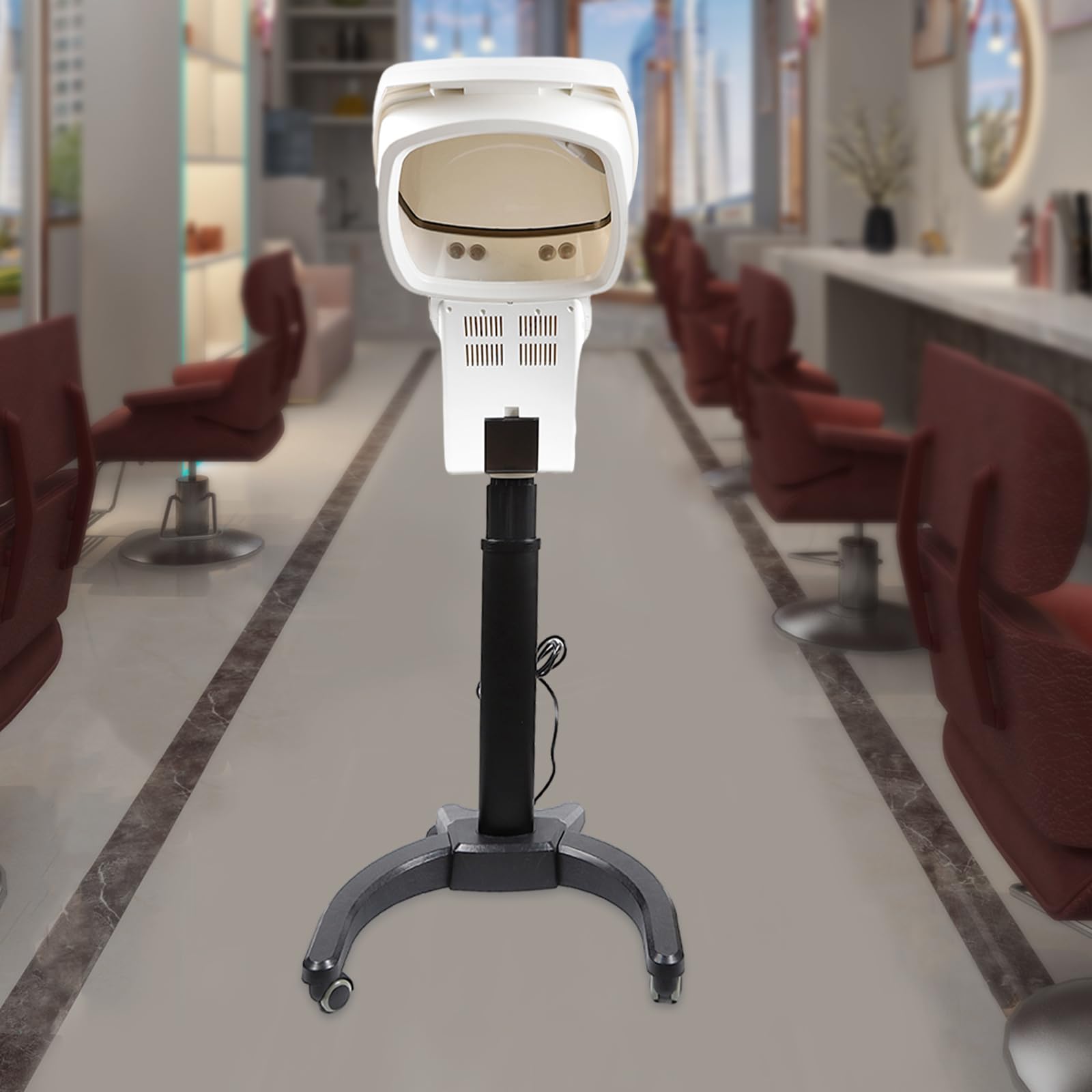 700W Professional Salon Hair Steamer with LCD Panel, Rolling Stand & Wheels - Ozone Hair Care Spa Steamer for Deep Conditioning, Oil Treatment & Hair Dyeing | Perfect for Home & Salon Use (White)