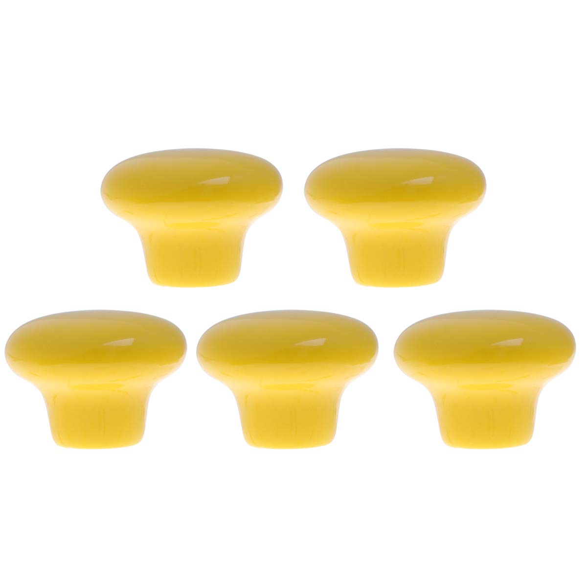 VORCOOL 5-Pack Ceramic Cabinet Knobs - Durable Round Drawer Pull Handles for Kitchen Cupboard & Furniture (Yellow) - Perfect for Home Renovation & DIY Cabinet Upgrades