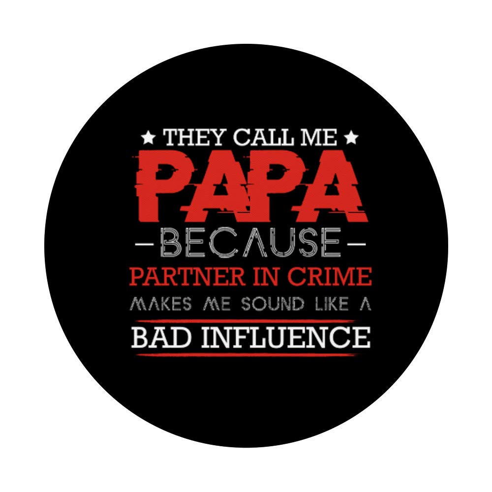 Funny 'They Call Me Papa Because Partner In Crime Grandpa' PopSockets PopGrip - Swappable Phone & Tablet Grip for Grandparents, Fathers Day Gifts, Family Reunions | Perfect for Smartphones, iPads & Daily Use