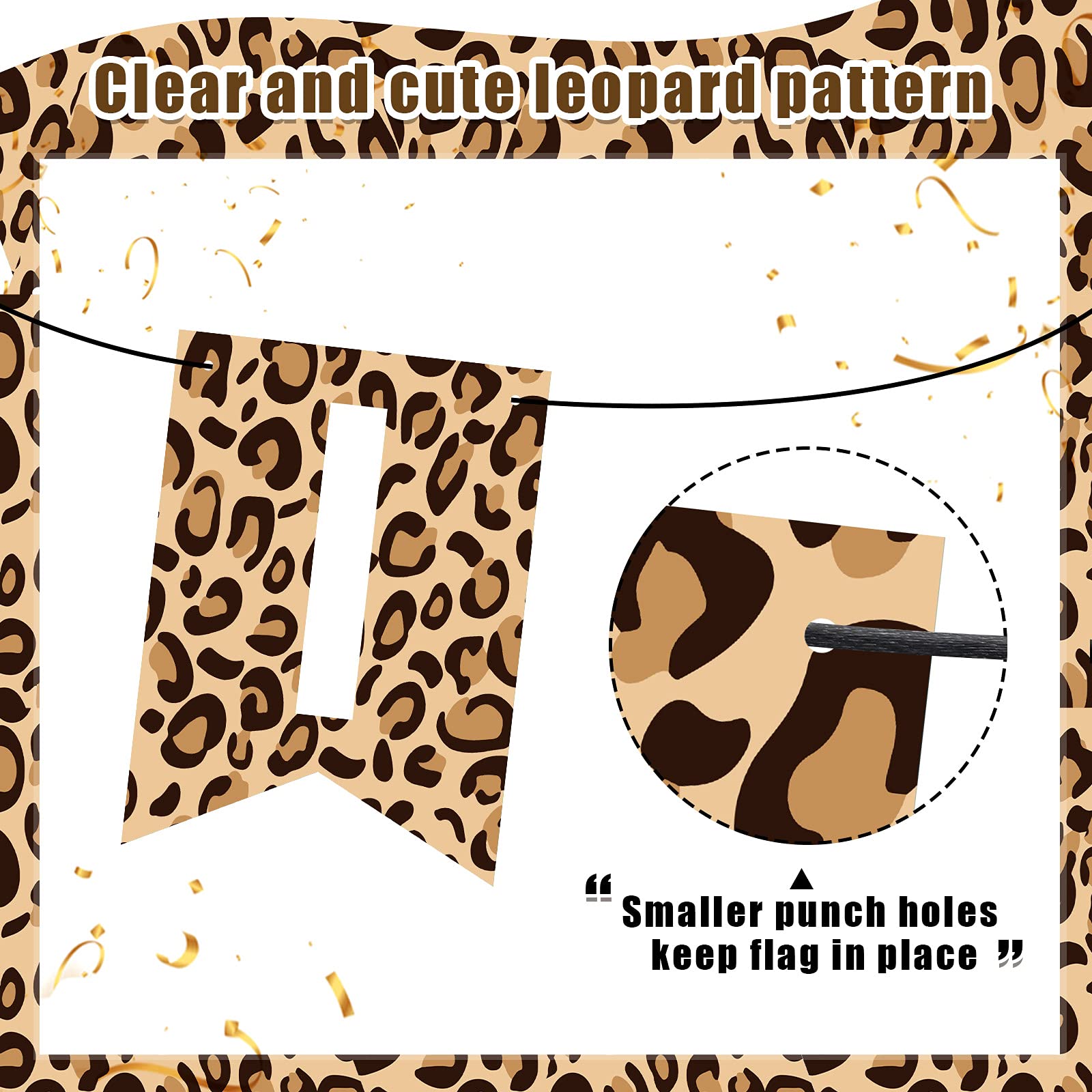 Leopard Print Happy Birthday Banner - Cheetah Print Pennant Banner for Jungle Safari Theme Party Decorations | Perfect for Baby Showers, Birthday Parties & Wild Animal Print Celebrations